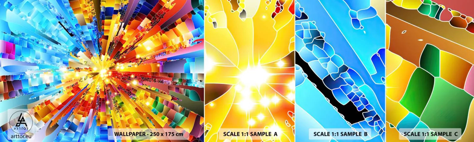 Prøve Fototapet Selvklæbende Deluxe Sticker - In medias res - Abstraktion, Stykke, 3D - 100x30 cm