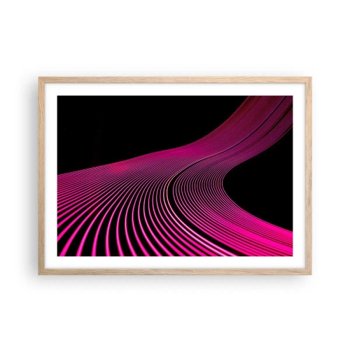 Plakat i ramme af lyst egetræ - En allé af lys - 70x50 cm