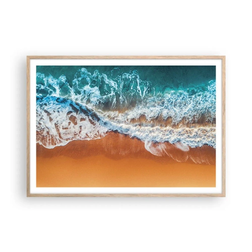 Plakat i ramme af lyst egetræ - Altid i tandem - 100x70 cm