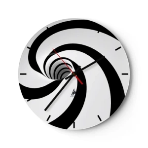 Vægur, Uret - Dynamisk sort-hvid spiral - 30x30cm - Overgiver du dig til vortexen? - Moderne vægdekoration til stue, køkken og soveværelse ARTTOR