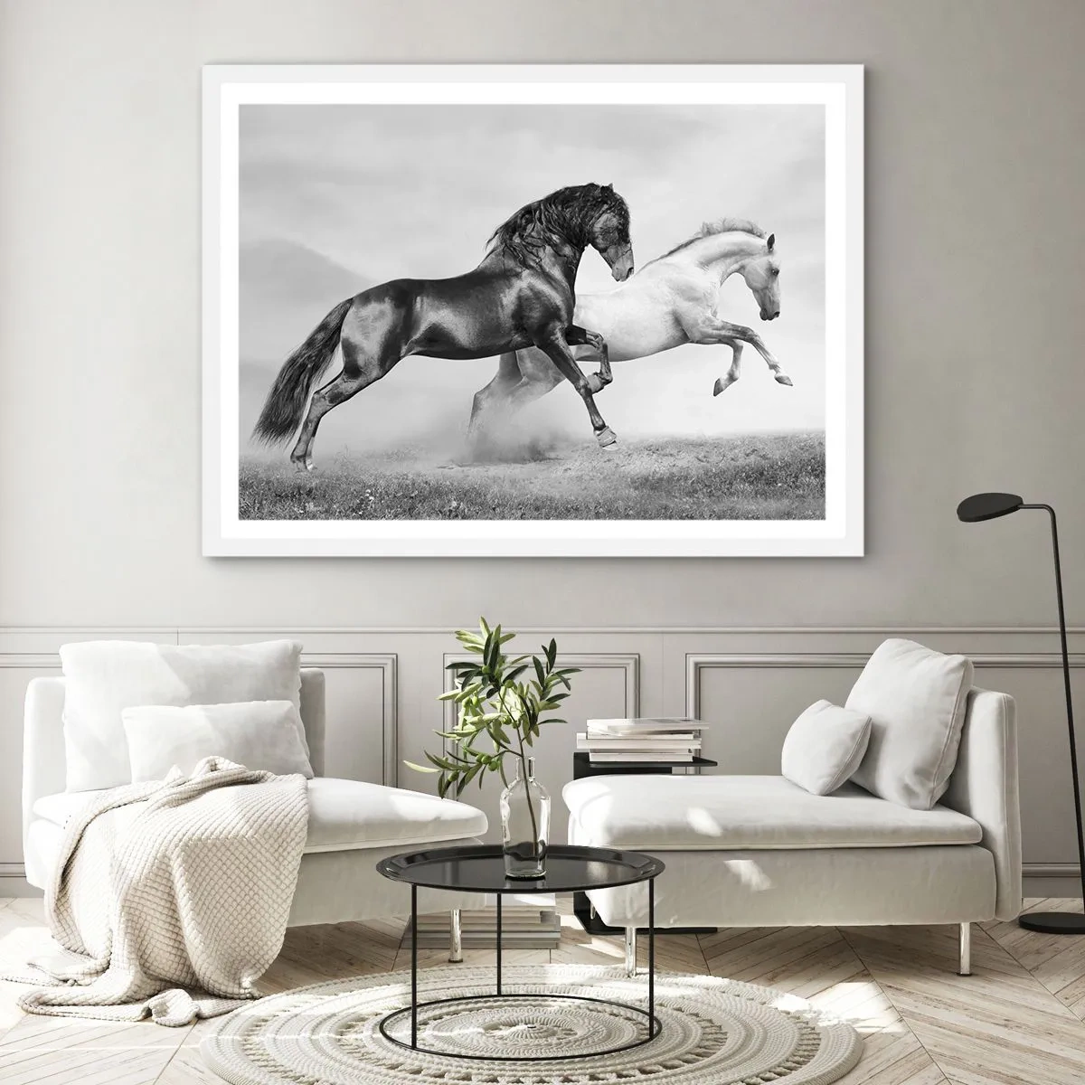 Plakat i hvid ramme - Engle og dæmoner - 100x70 cm