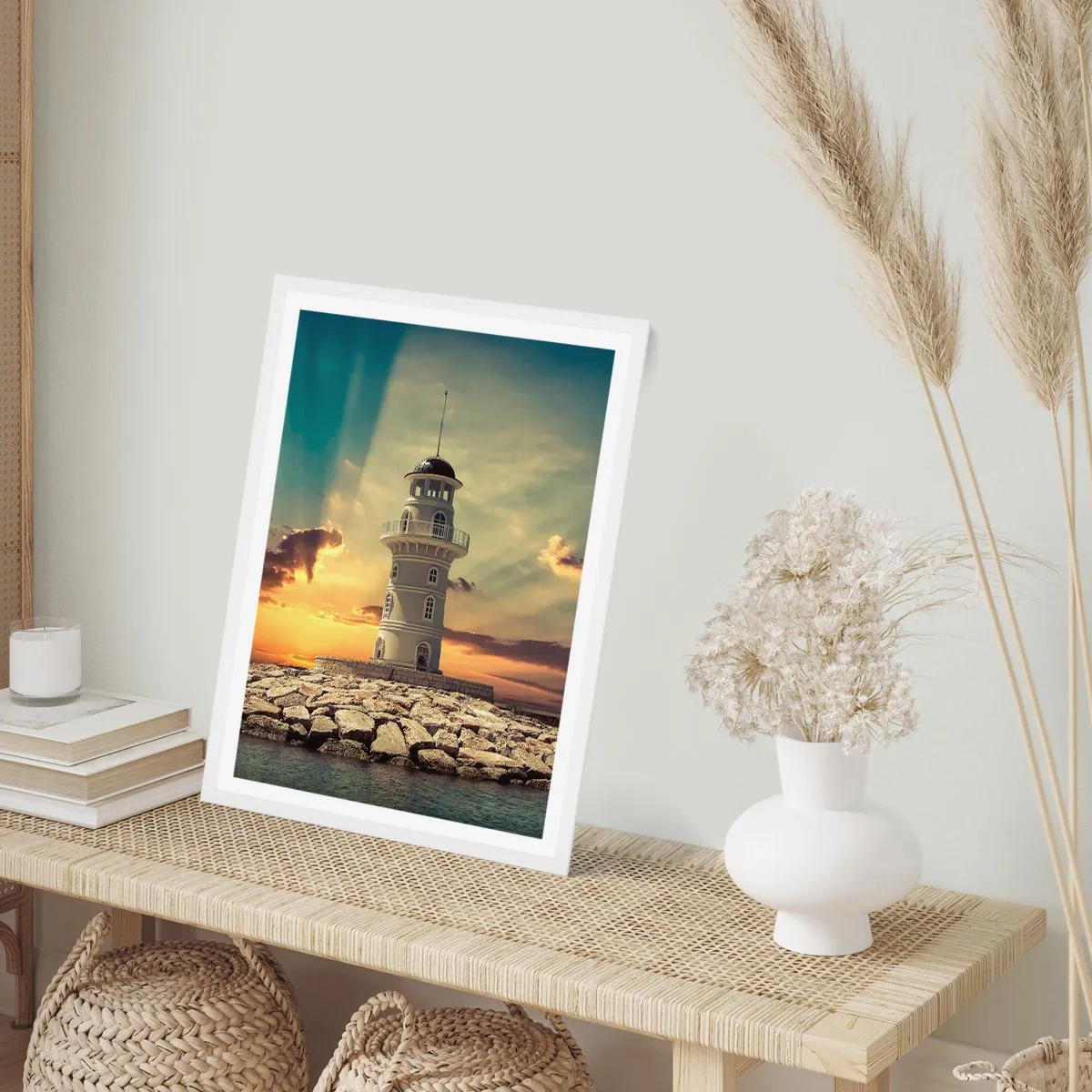 Plakat i hvid ramme - Lys - Godhed - Skønhed - 50x70 cm