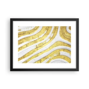 Plakat i sort ramme - Sammensætning i hvidt og guld - 40x30 cm