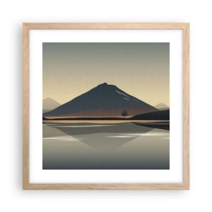 Plakat i ramme af lyst egetræ - Spejlrefleksion - 40x40 cm
