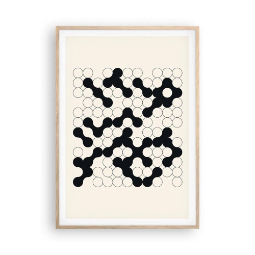 Plakat i ramme af lyst egetræ - Kinesisk spil - variation - 70x100 cm