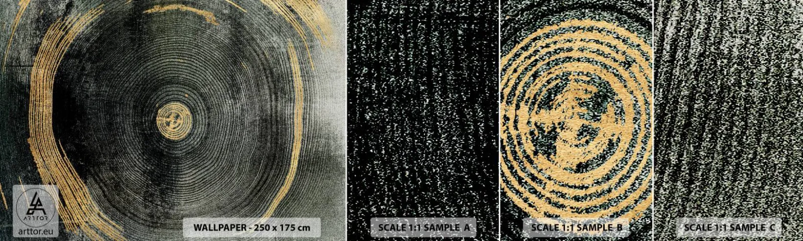 Fototapet Prøve Standard Eco - Forandring og varighed - Mørk, Træ, Art Deco - 100x30 cm