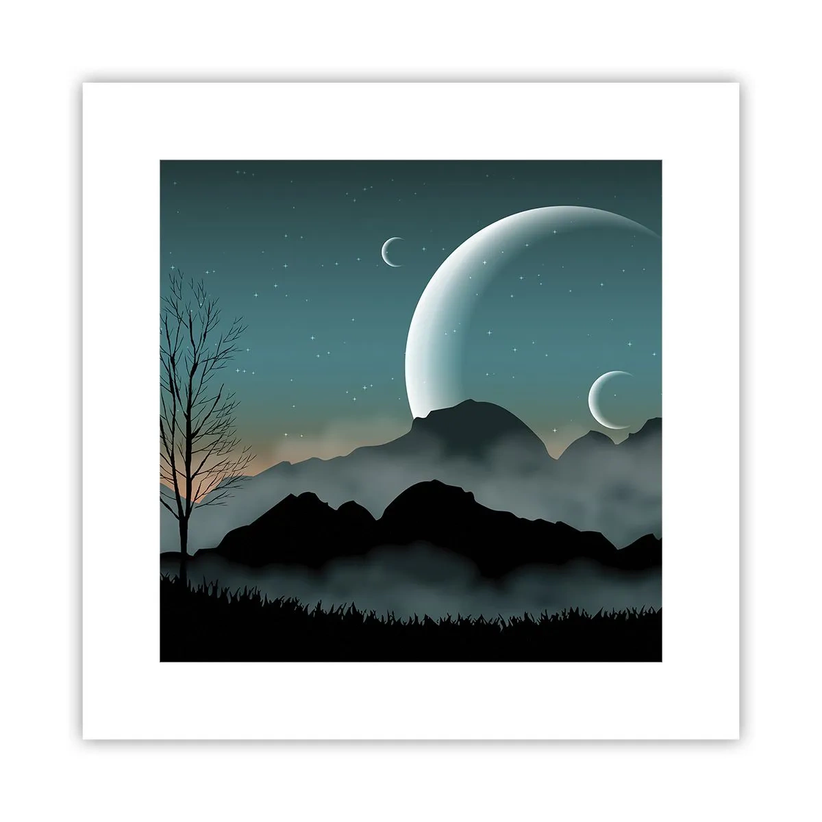 Plakat - Karneval i den stjerneklare nat - 30x30 cm