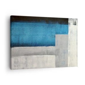Lærredstryk - Billede på lærred - En abstrakt komposition med nuancer af blå, grå og hvid. - 70x50cm - Poetisk komposition af grå og blå - Moderne vægdekoration til stue og soveværelse ARTTOR