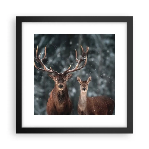 Plakat i sort ramme - Skovens herre og hans kone - 30x30 cm