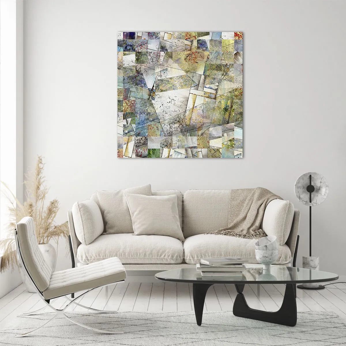 Billede på glas - Geometrisk ommøblering - 70x70 cm
