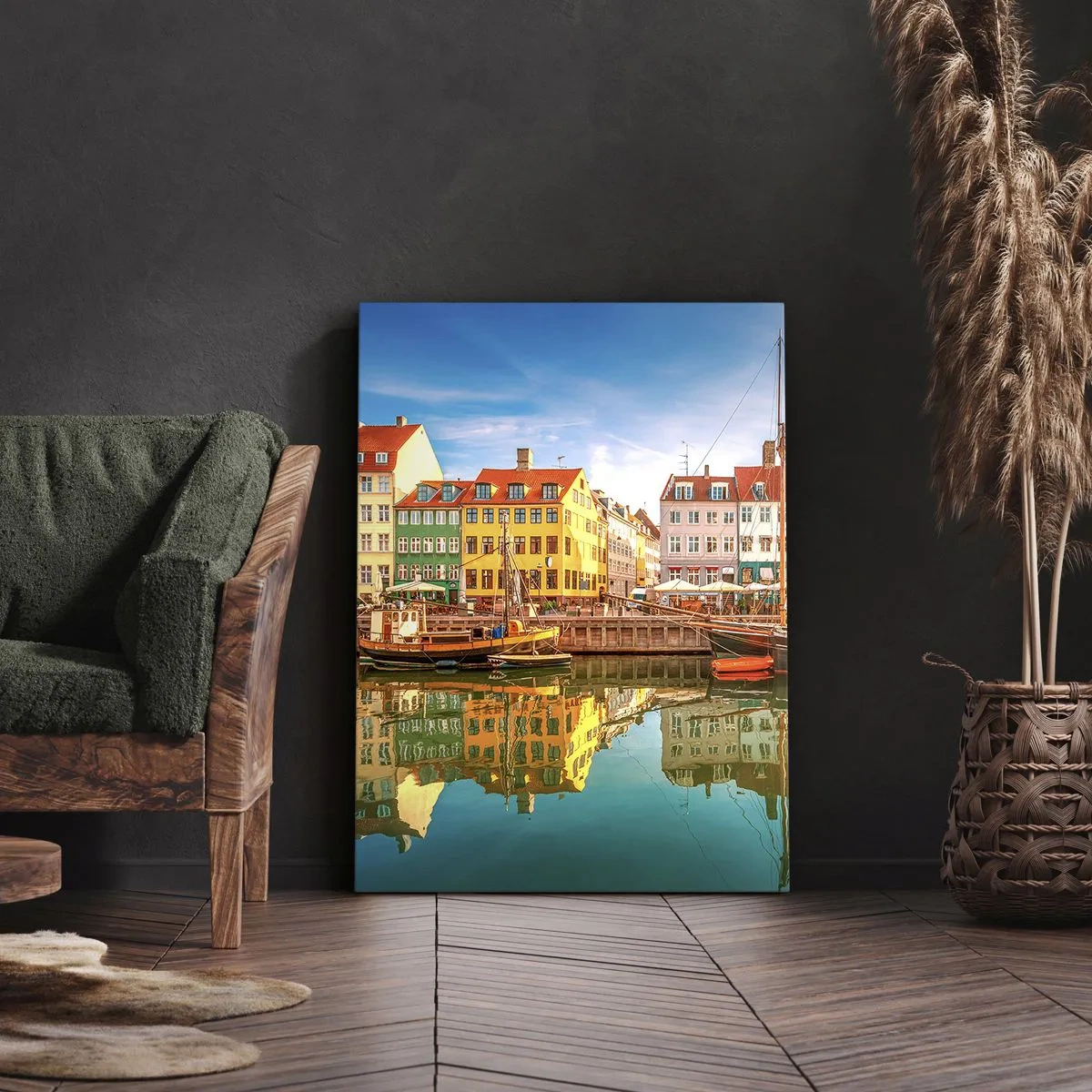 Lærredstryk - Billede på lærred - Over vand så glat som et spejl - 50x70 cm