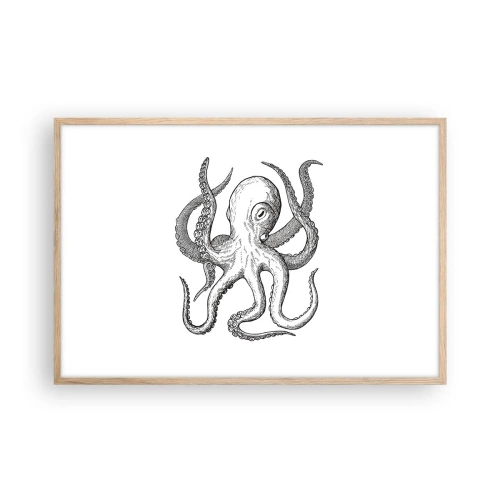 Plakat i ramme af lyst egetræ - Dans med bølger - 91x61 cm