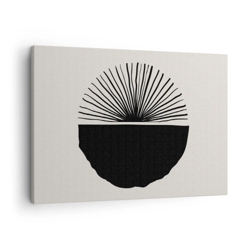 Lærredstryk - Billede på lærred - Minimalistisk sort motiv på en lys baggrund - 70x50cm - En vifte af muligheder - Moderne vægdekoration til stue og soveværelse ARTTOR