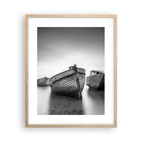 Plakat i ramme af lyst egetræ - Nu er det bare minder... - 40x50 cm
