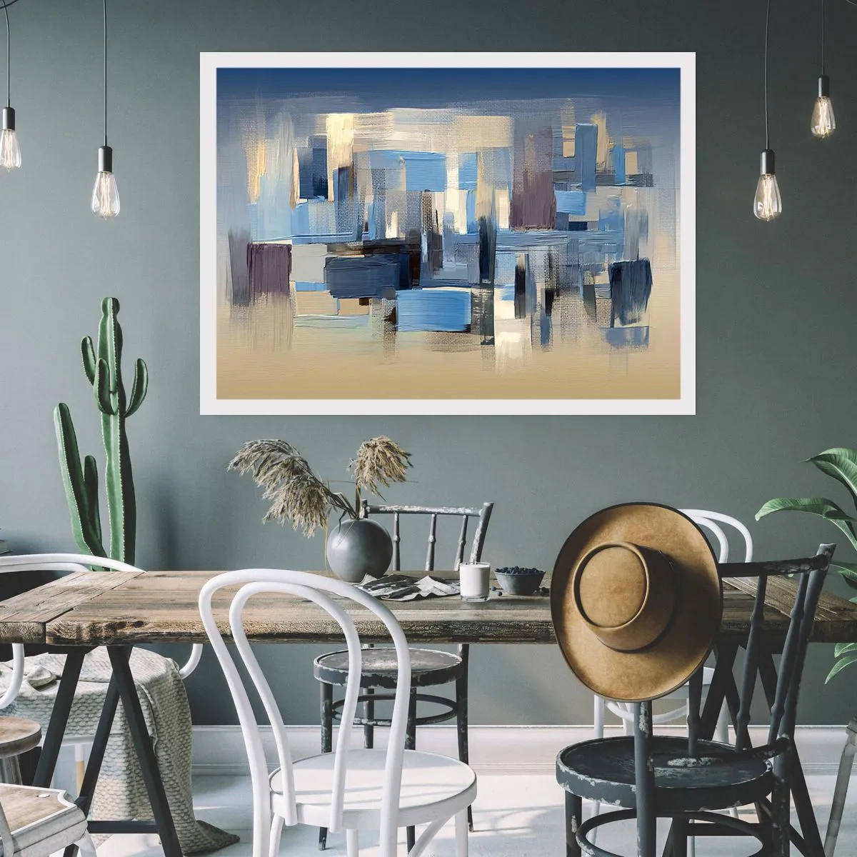 Plakat - Blå konstruktion - 50x40 cm