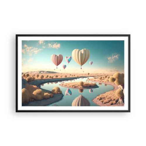 Plakat i sort ramme - Kærlighed lader dig svæve - 91x61 cm