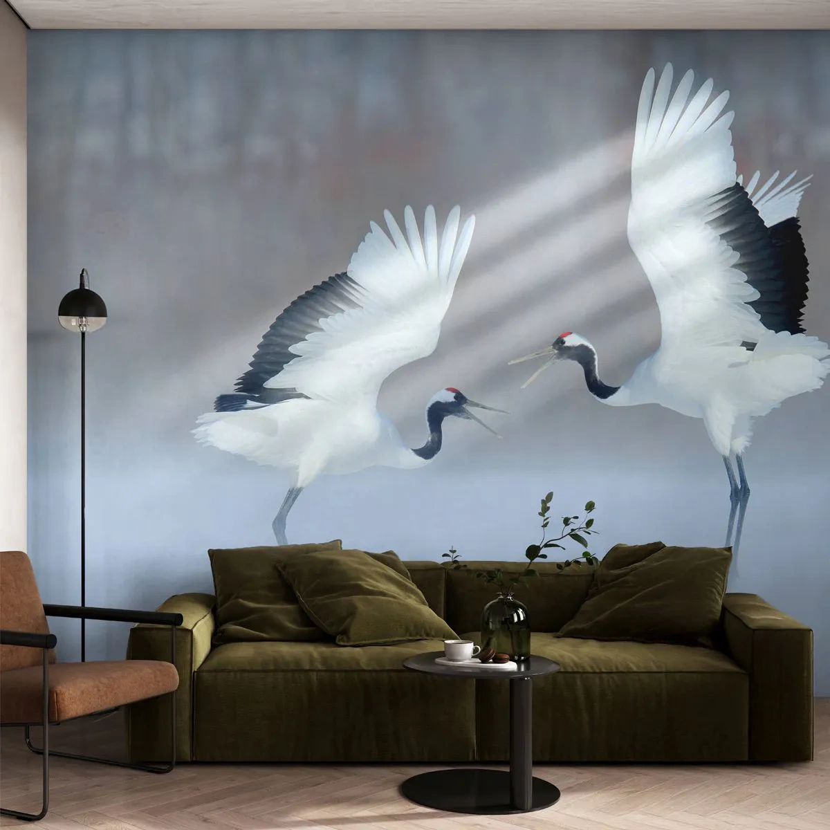 Fototapet Premium Canvas - Danser i tågen - Vinter, Fugl, Natur - 250x175 cm