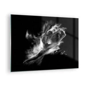 Billede på glas - Sort og hvid silhuet af en danser i dynamisk bevægelse - 70x50cm - Stoppet under flyvning - Moderne vægdekoration til stue og soveværelse ARTTOR