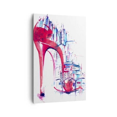 Lærredstryk - Billede på lærred - Elegant kvinde fra storbyen - 80x120 cm