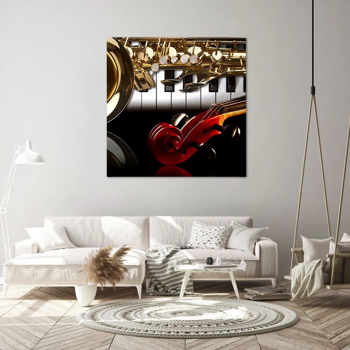 Lærredstryk - Billede på lærred - Metalplader, træ og elfenben - 70x70 cm