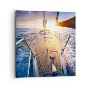 Lærredstryk - Billede på lærred - Løber på bølgerne - 70x70 cm