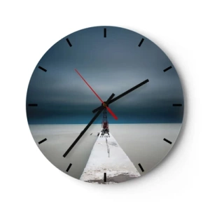 Vægur, Uret - En minimalistisk bro, der fører til fyrtårnet mod havet - 30x30cm - At møde det uendelige - Moderne vægdekoration til stue, køkken og soveværelse ARTTOR