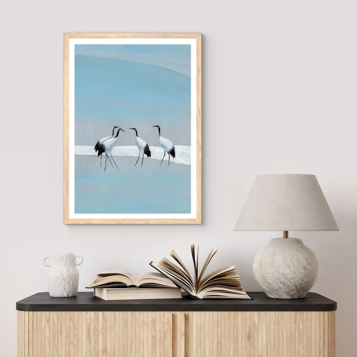 Plakat i ramme af lyst egetræ - Efter en varm dag - 30x40 cm