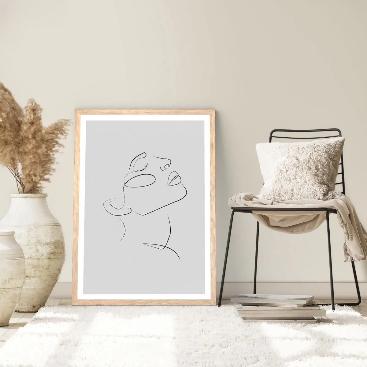 Plakat i ramme af lyst egetræ - En drømmes slyngninger - 70x100 cm