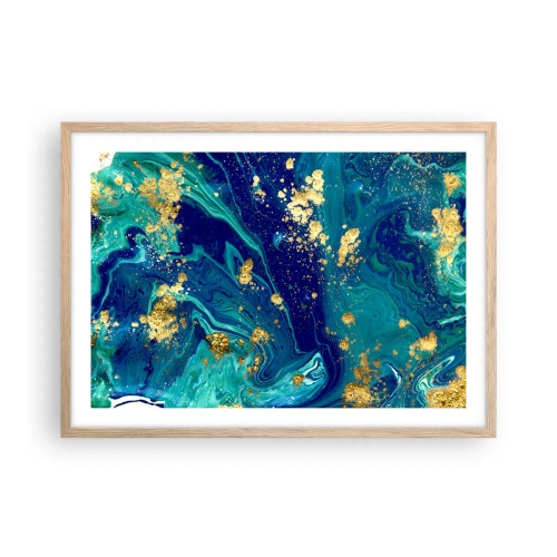 Plakat i ramme af lyst egetræ - Solblade - 70x50 cm