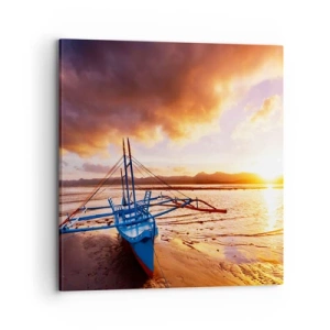 Lærredstryk - Billede på lærred - Efter en lang dag kan du strække dig ud på sandet - 70x70 cm