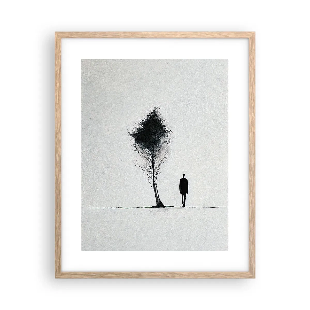 Plakat i ramme af lyst egetræ - Vi vandrer alle - 40x50 cm