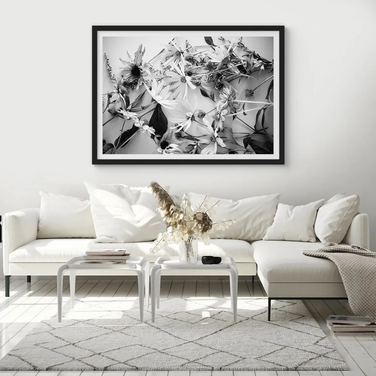 Plakat i sort ramme - Blomster uden buket - 100x70 cm