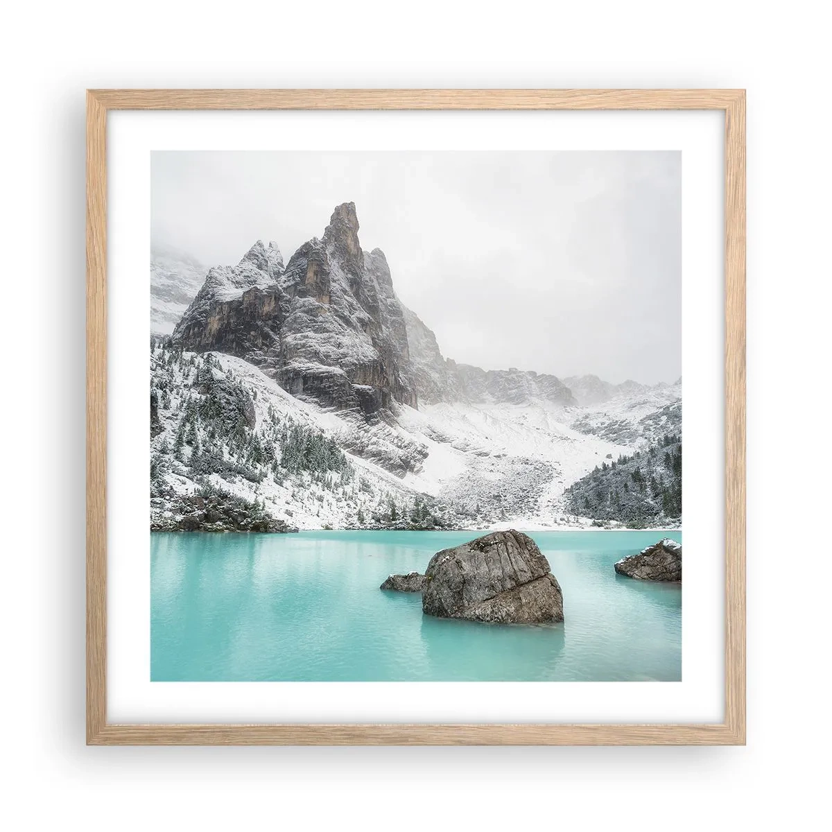 Plakat i ramme af lyst egetræ - På vagt - 50x50 cm