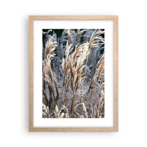 Plakat i ramme af lyst egetræ - Pyntet med frost - 30x40 cm