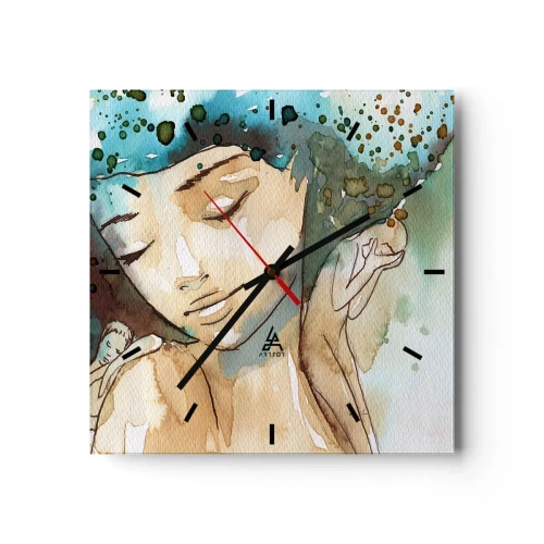 Vægur, Uret - Lady in blue - 40x40 cm