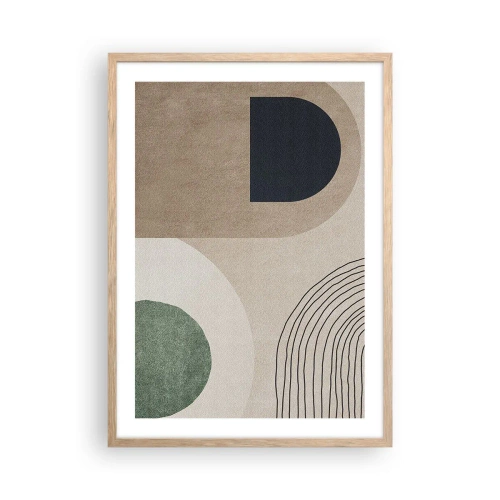 Plakat i ramme af lyst egetræ - Blidheden i en oval - 50x70 cm