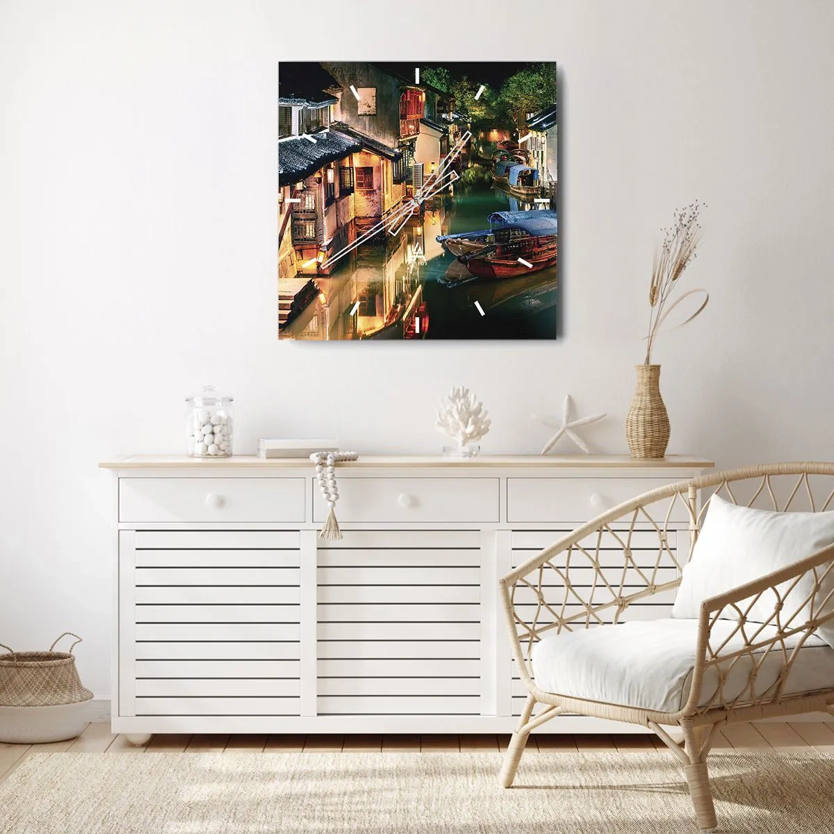 Vægur, Uret - En aften på en kinesisk gade - 30x30 cm