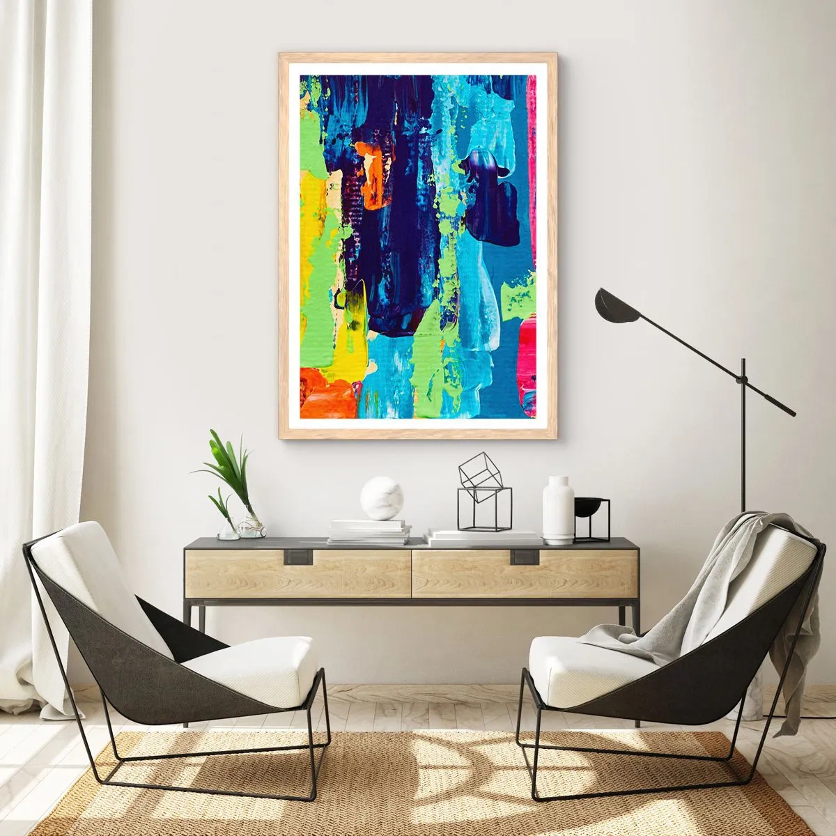 Plakat i ramme af lyst egetræ - Livet er smukt! - 61x91 cm