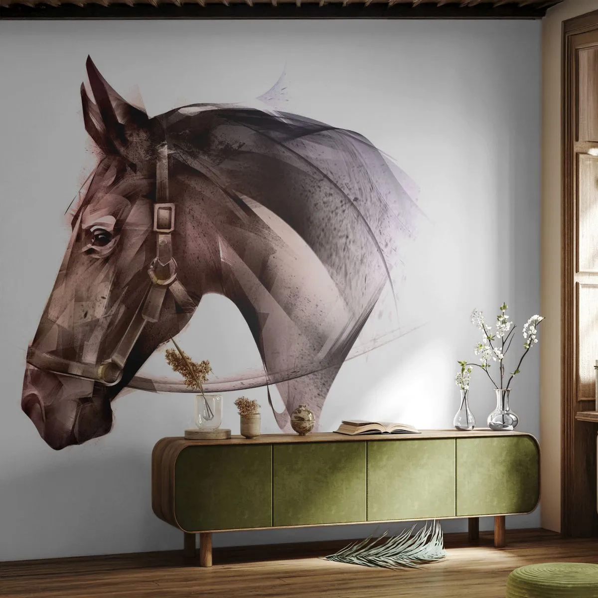Fototapet Selvklæbende Deluxe Sticker - Sikke en charme - Dyr, Hestehoved, Hest - 150x105 cm