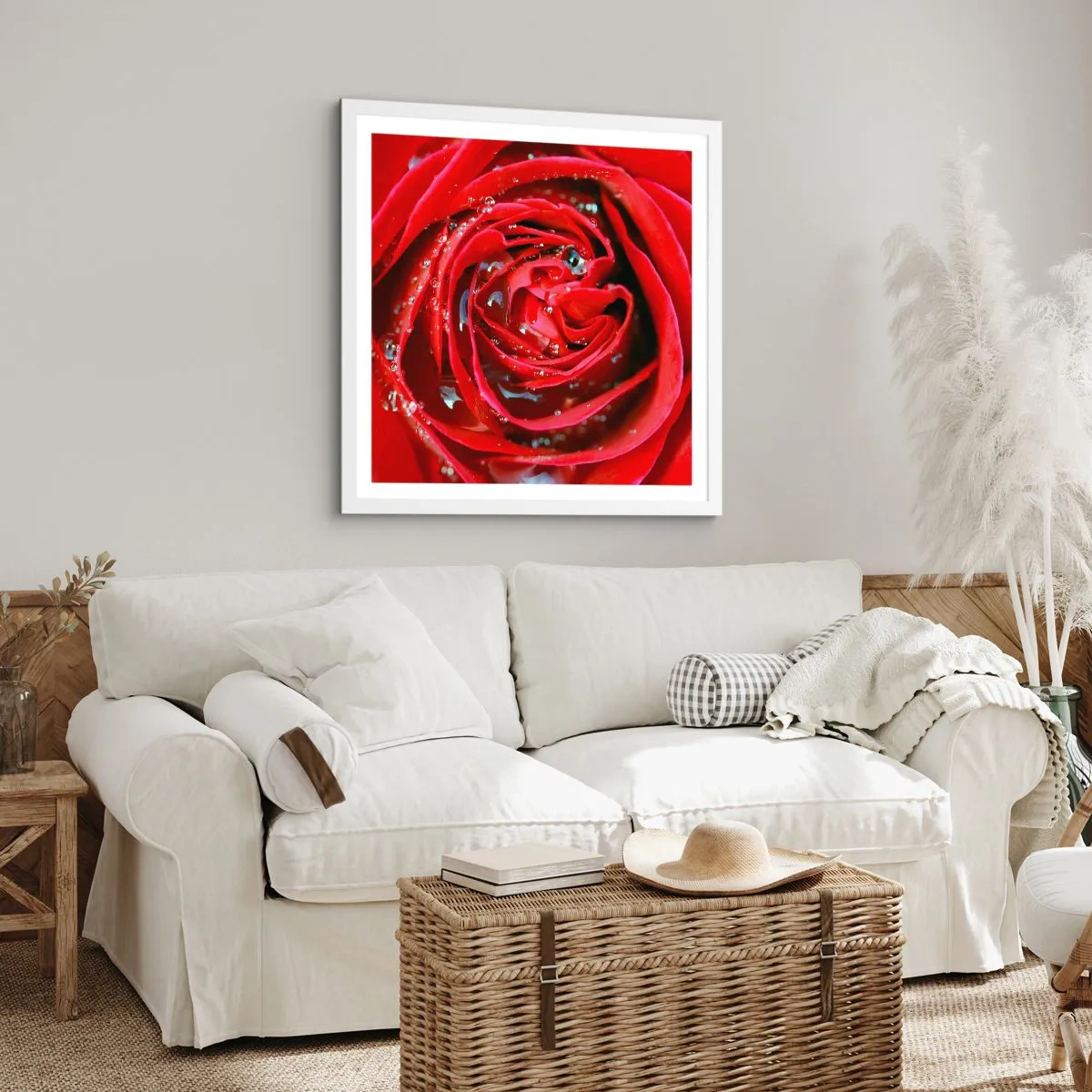 Plakat i hvid ramme - I dråber af dug - 40x40 cm
