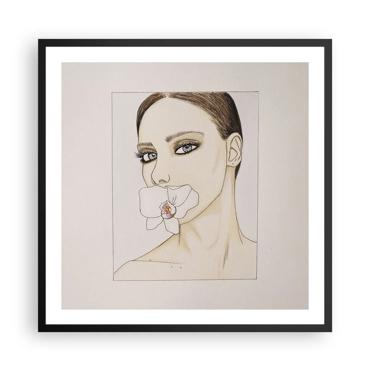 Plakat i sort ramme - Et symbol på elegance og skønhed - 60x60 cm