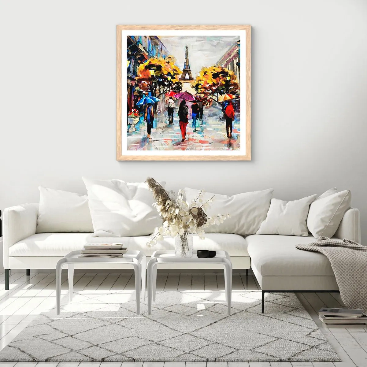 Plakat i ramme af lyst egetræ - Særligt smuk om efteråret - 40x40 cm