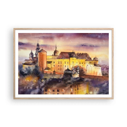 Plakat i ramme af lyst egetræ - En historie og en fortælling - 100x70 cm