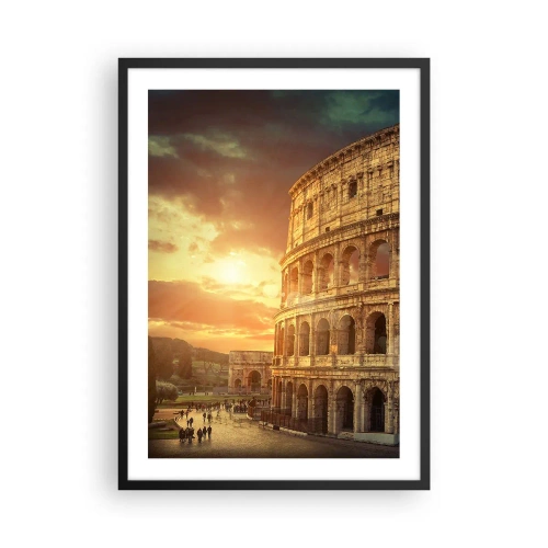 Plakat i sort ramme - Colosseum i Rom ved solnedgang - 50x70cm - Kolossalt indtryk - Moderne vægdekoration til stue og soveværelse ARTTOR