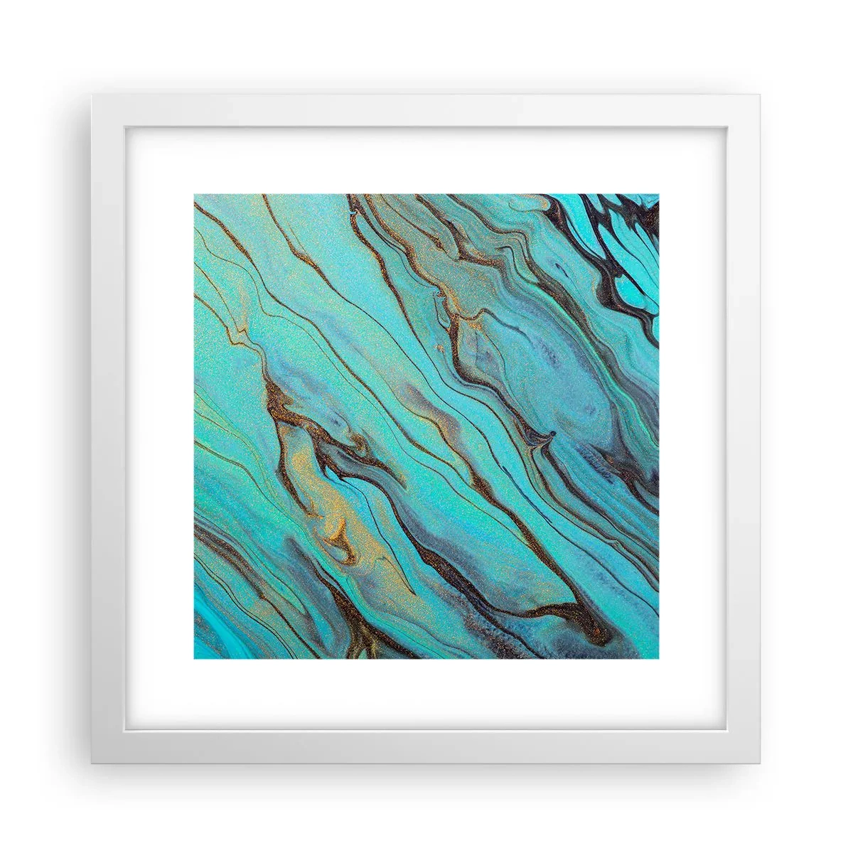 Plakat i hvid ramme - Turkis tidevand - 30x30 cm