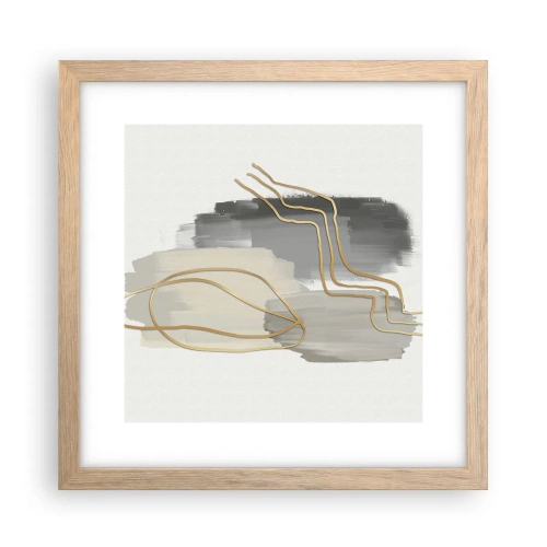 Plakat i ramme af lyst egetræ - Vedholdenhed og bevægelse - 30x30 cm