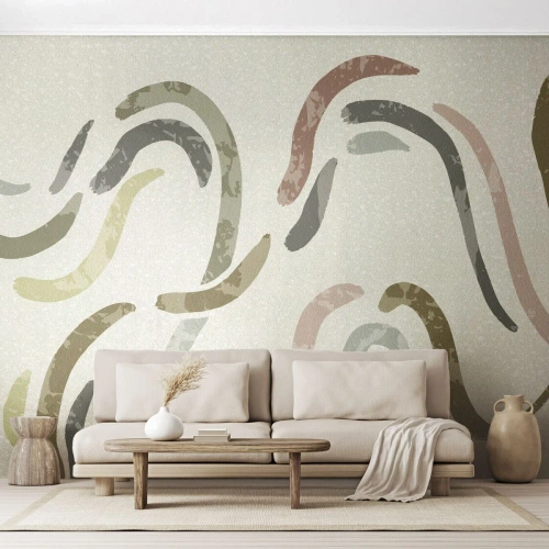 Fototapet Premium Canvas - Abstraktionens glade dans - Pastel, Minimalistisk, Lyse - 150x105 cm