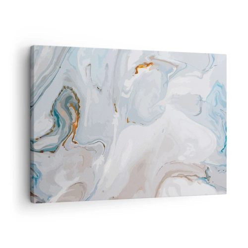 Lærredstryk - Billede på lærred - Abstrakte bølger i nuancer af blå og hvid - 70x50cm - Hvid opløftet - Moderne vægdekoration til stue og soveværelse ARTTOR