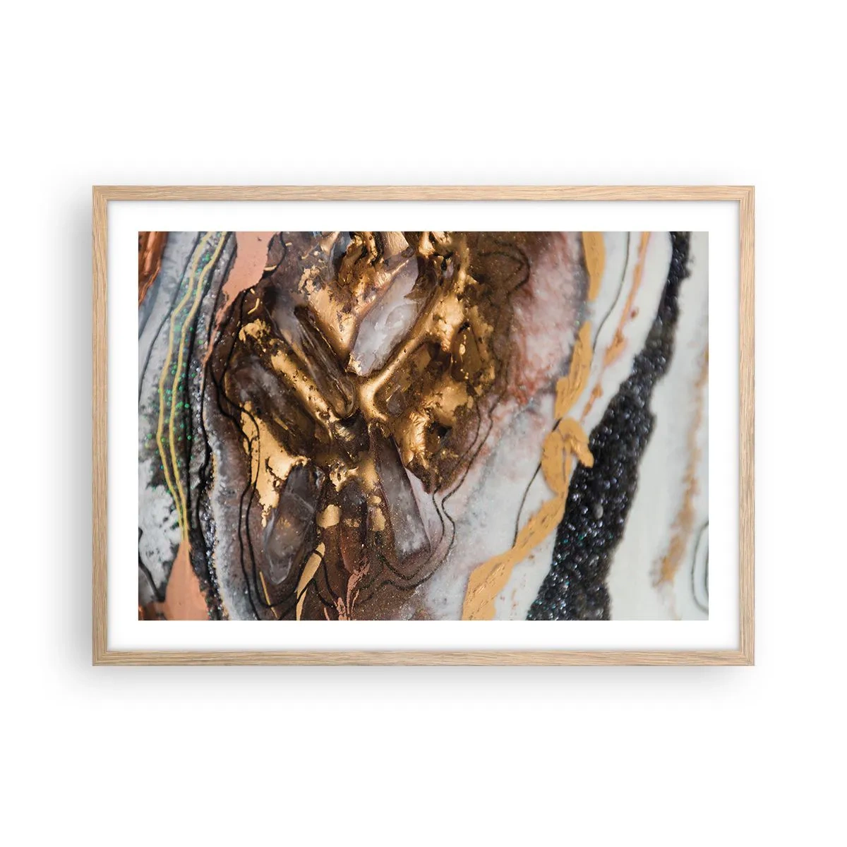 Plakat i ramme af lyst egetræ - Jord element - 70x50 cm