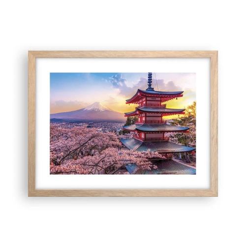 Plakat i ramme af lyst egetræ - Essensen af ​​den japanske ånd - 40x30 cm